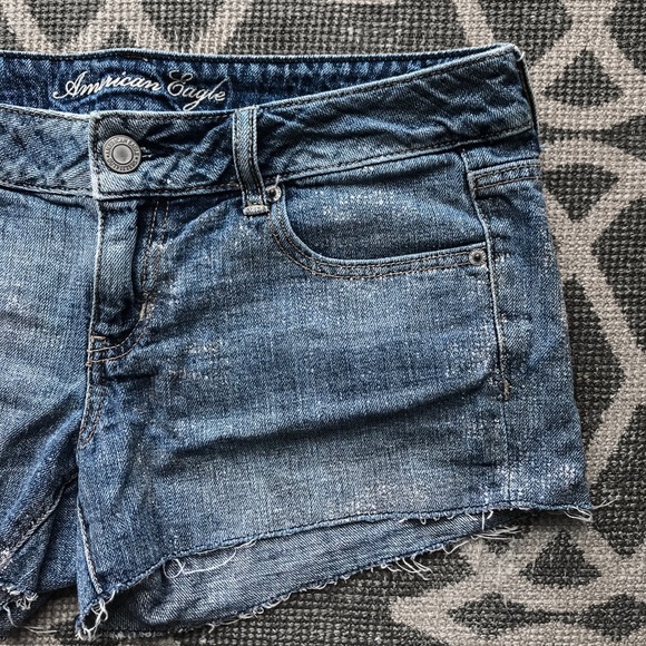 American Eagle Sparkle Glitter Denim Shorts size 8 - Picture 2 of 5